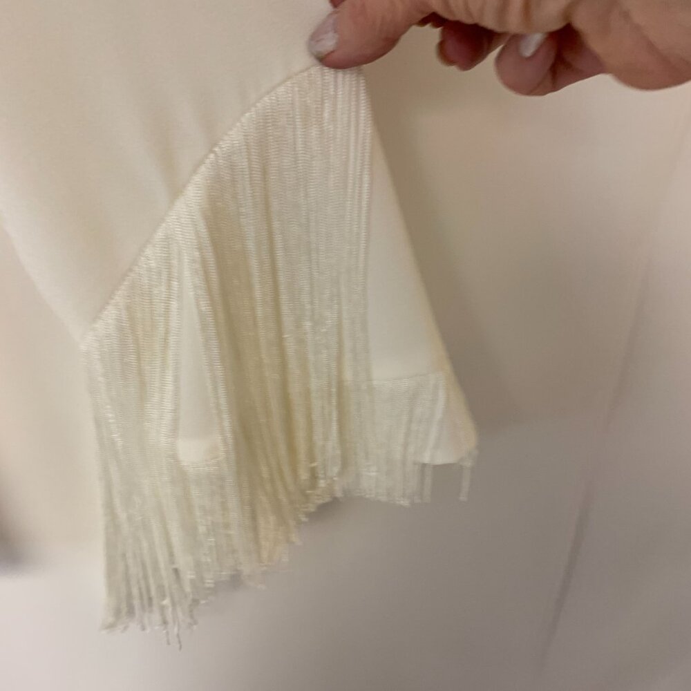 1.State Blouse White Fringe Feminine Sheer Romantic whimsical Boho Womens SZ S - Picture 3 of 9